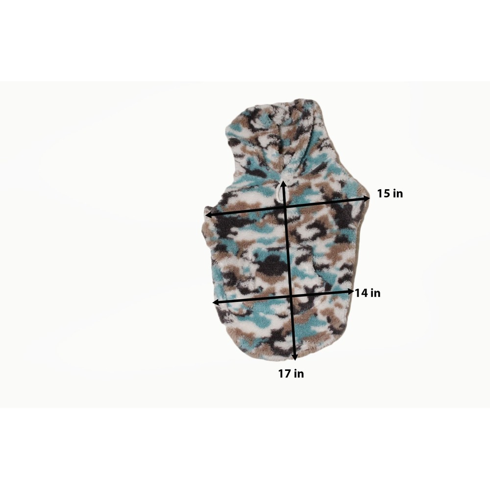 Dog‎ Hoodie Grayson Pup Dog Fleece Camo Hoodie Teal Brown Size Large - Picture 2 of 4